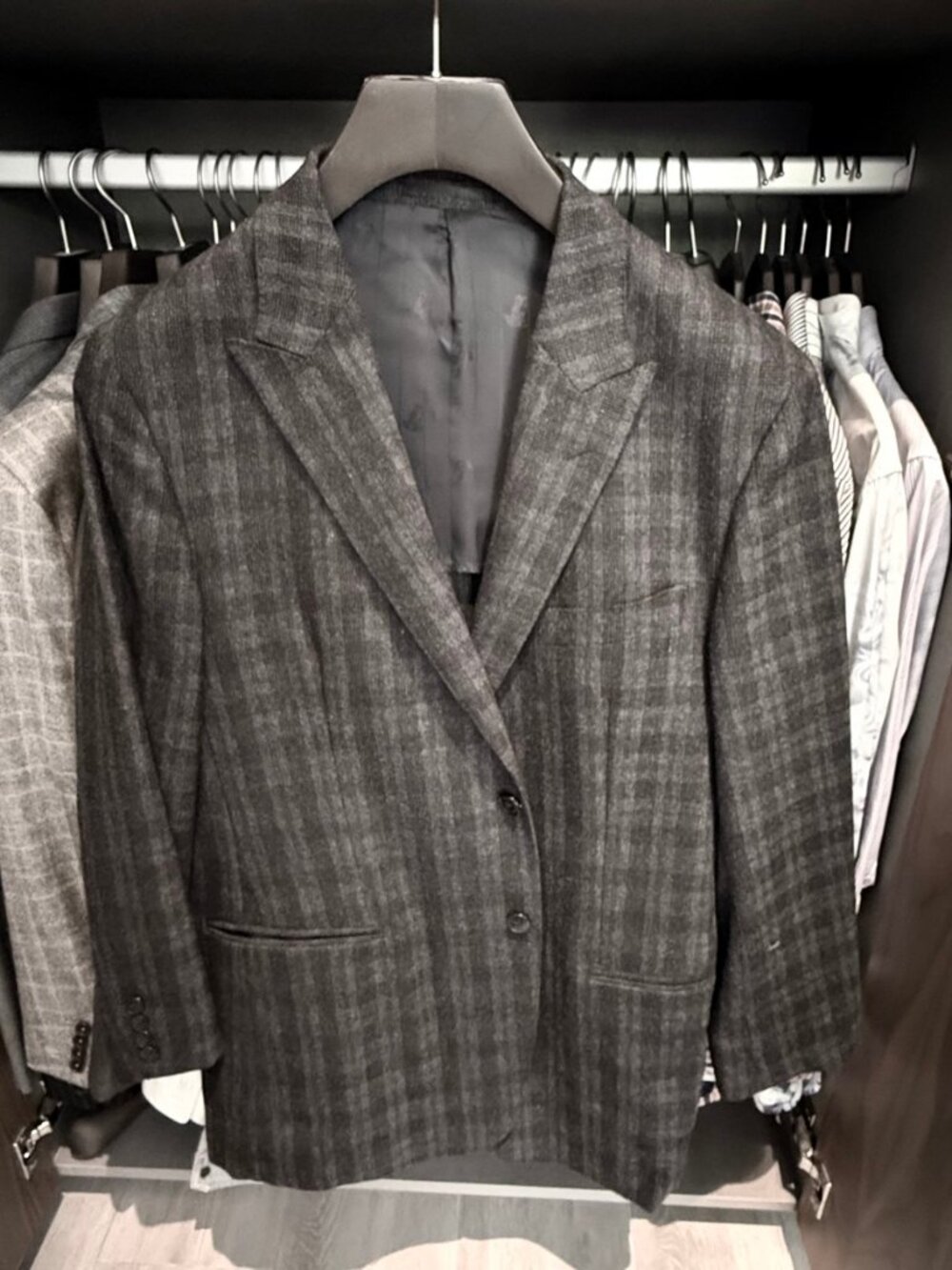 Versace Collection Men's Gray Plaid Wool Blazer – 2-Button Sport Coat – EU 54 /